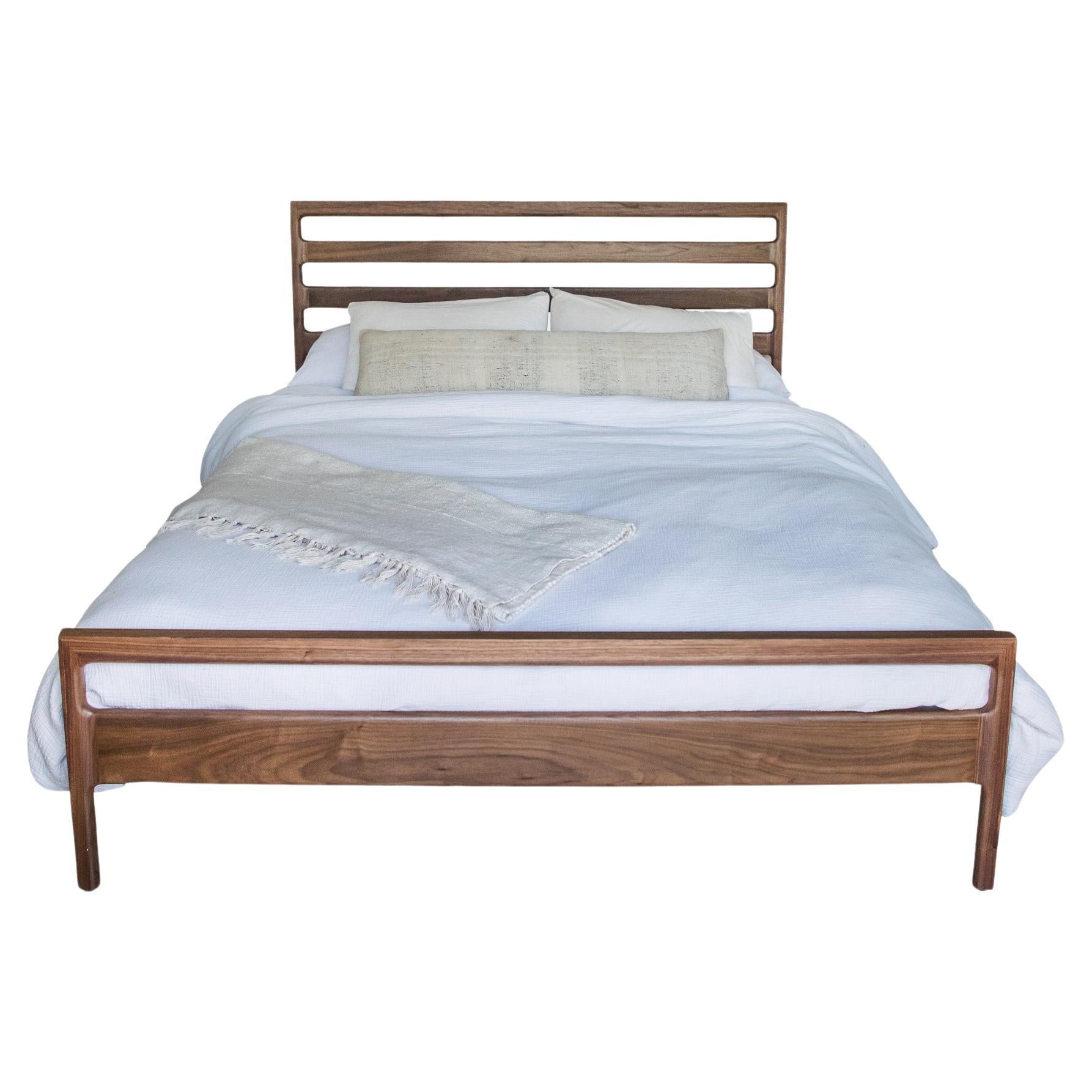 Handcrafted Queen Walnut LAMEL Bed