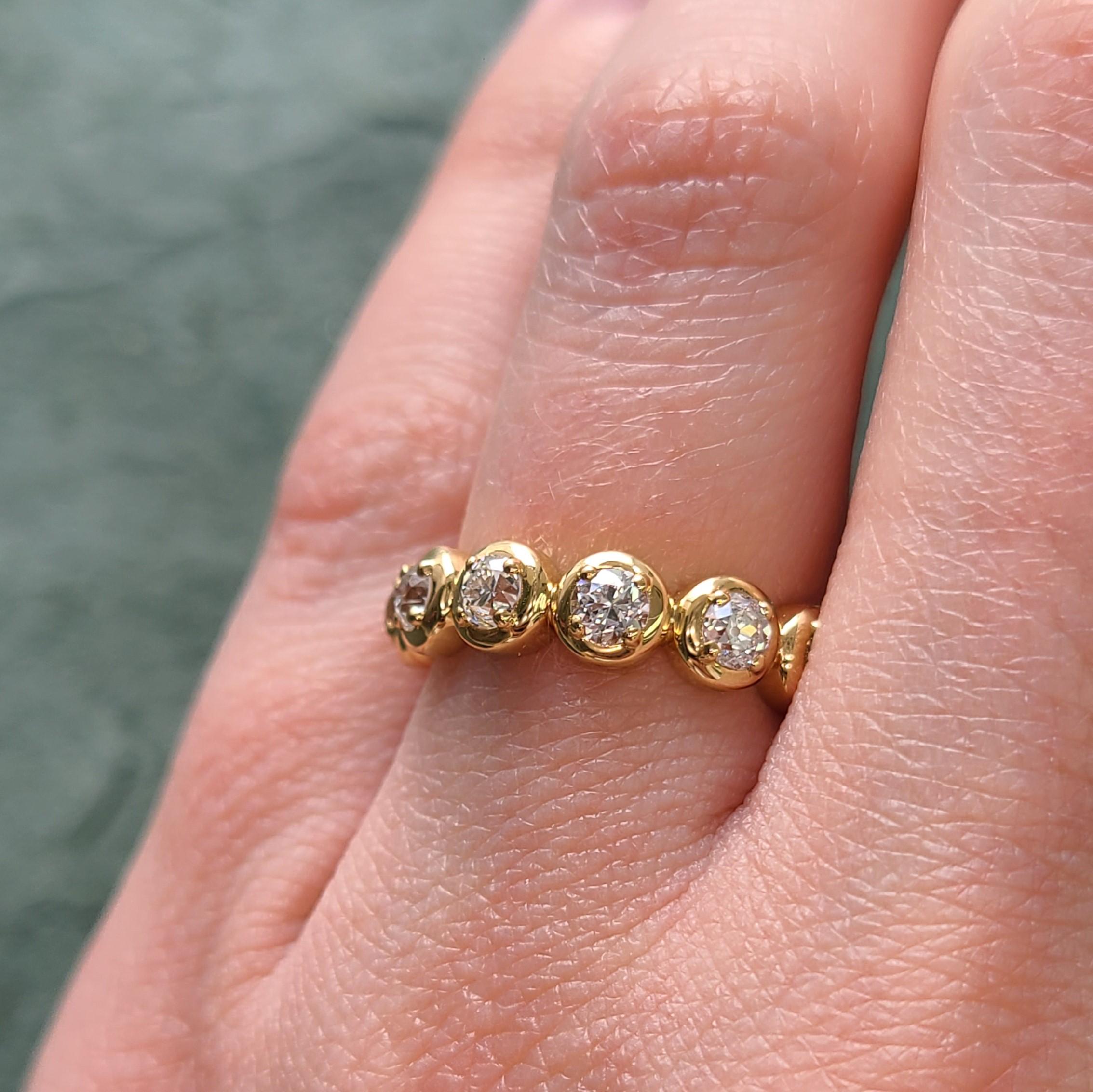 For Sale:  Handcrafted Randi Old European Cut Diamond Eternity Band by Single Stone 3