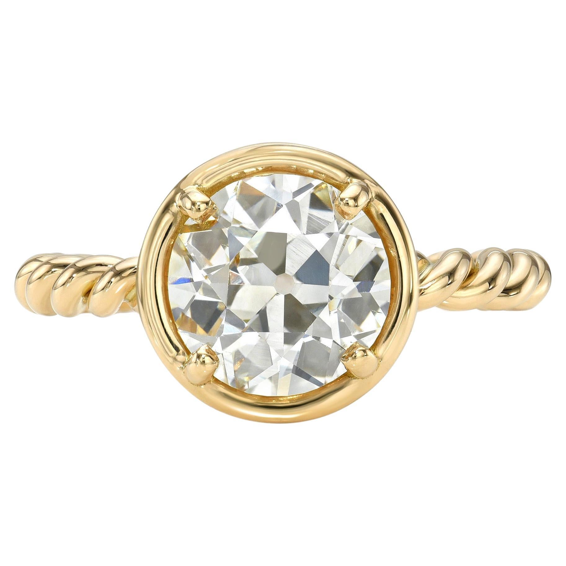 Handcrafted Lara Old European Cut Diamond Ring by Single Stone For Sale