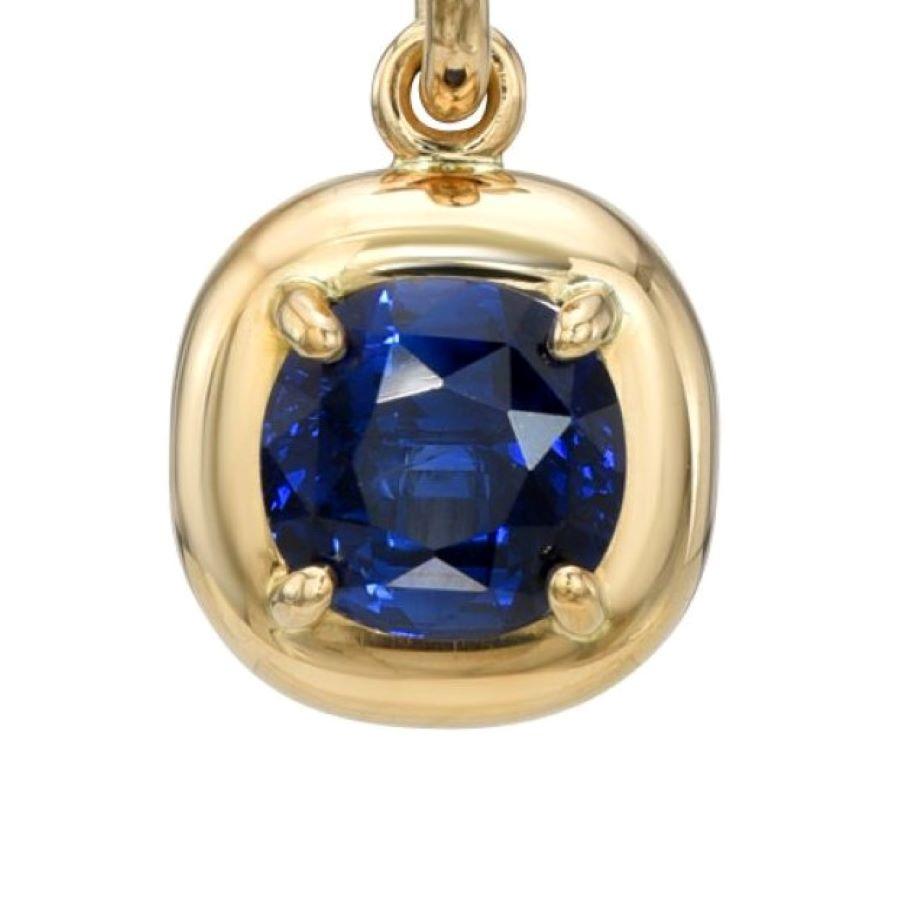 1.61ct GIA certified Madagascan oval cut blue sapphire prong set on a handcrafted 18K yellow gold drop pendant necklace.

Necklace measures 17