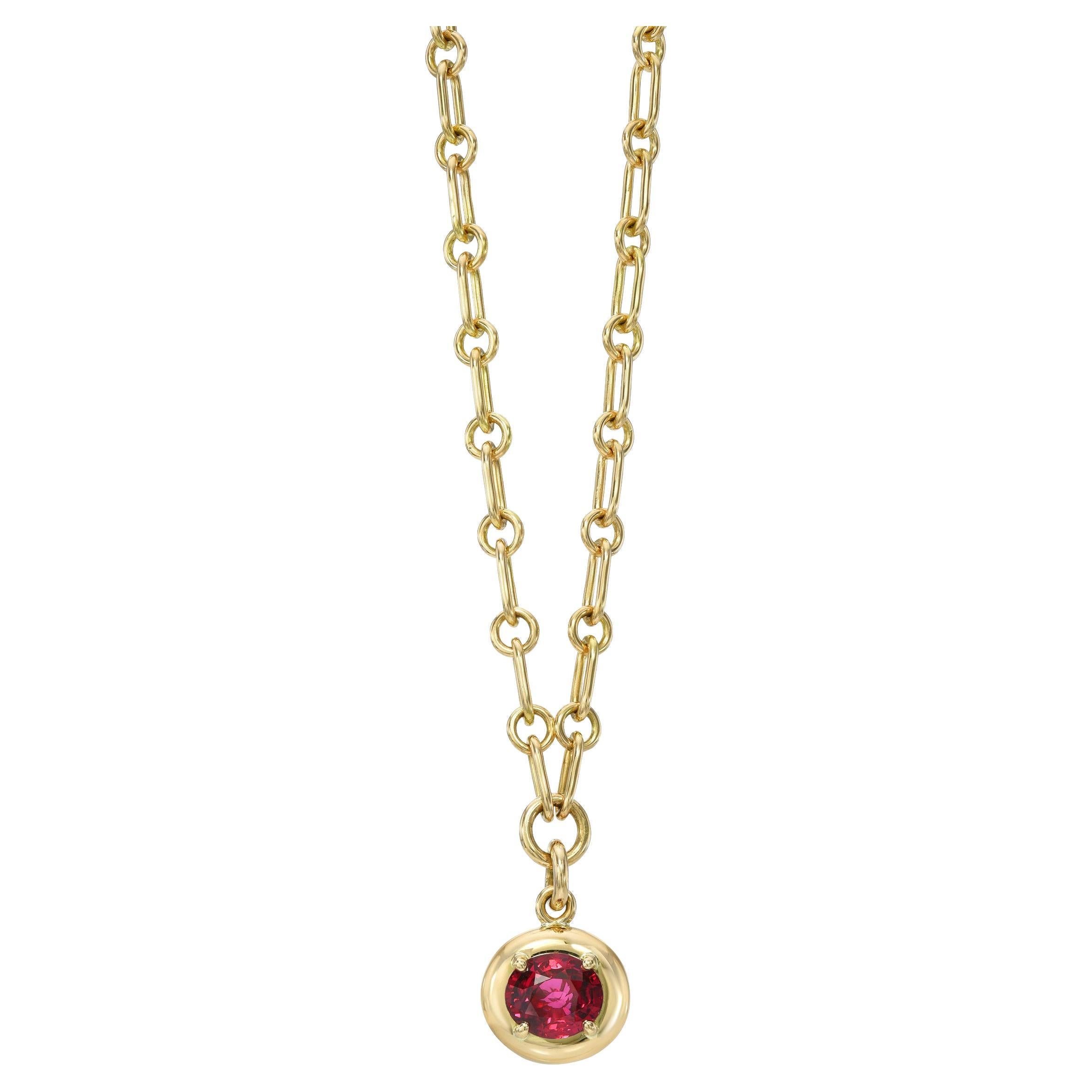 Handcrafted Randi Oval Cut Red Ruby Drop Necklace by Single Stone