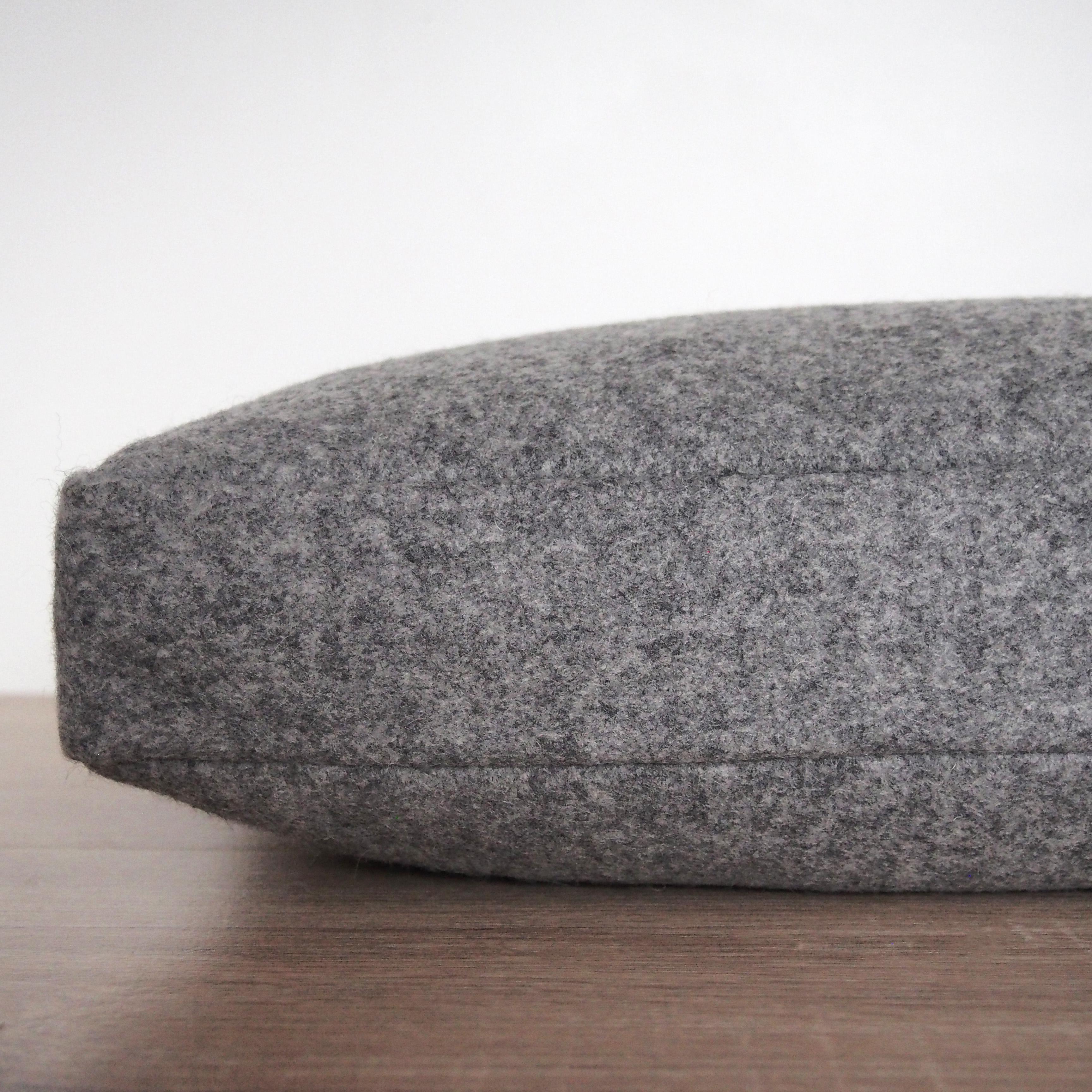 New Zealand Handcrafted Rectangle Grey Wool Lumbar Pillow Cushion For Sale