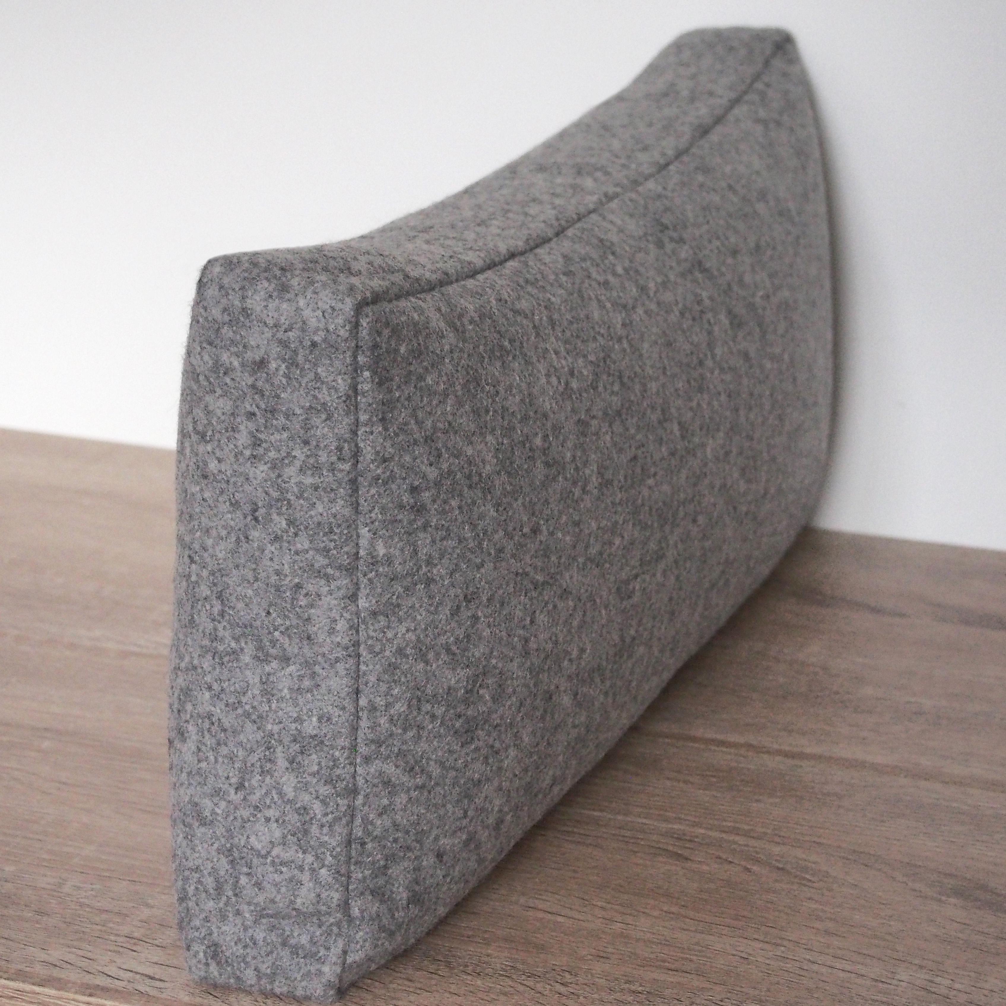 Handcrafted Rectangle Grey Wool Lumbar Pillow Cushion For Sale 1