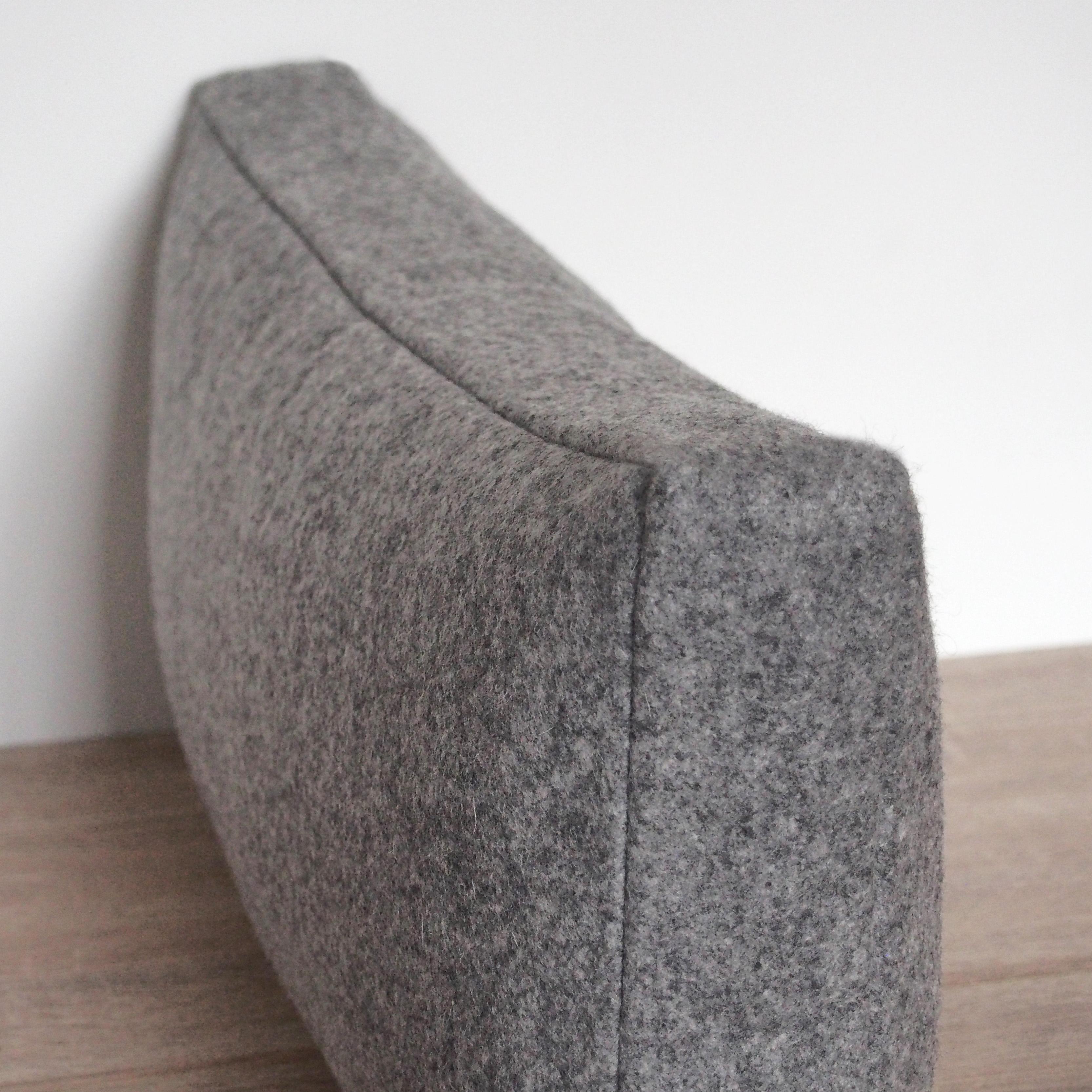 Handcrafted Rectangle Grey Wool Lumbar Pillow Cushion For Sale 2