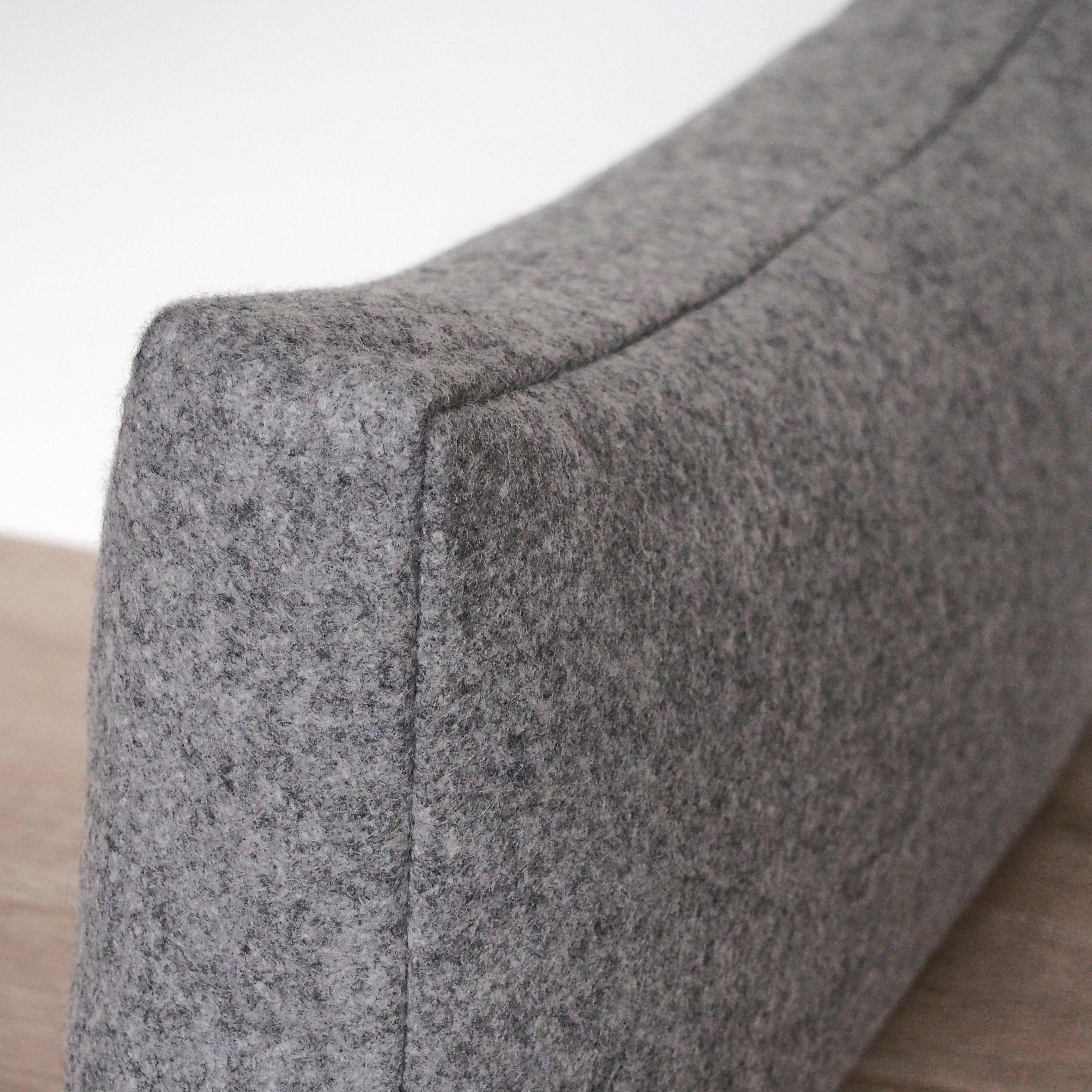 Handcrafted Rectangle Grey Wool Lumbar Pillow Cushion For Sale 3