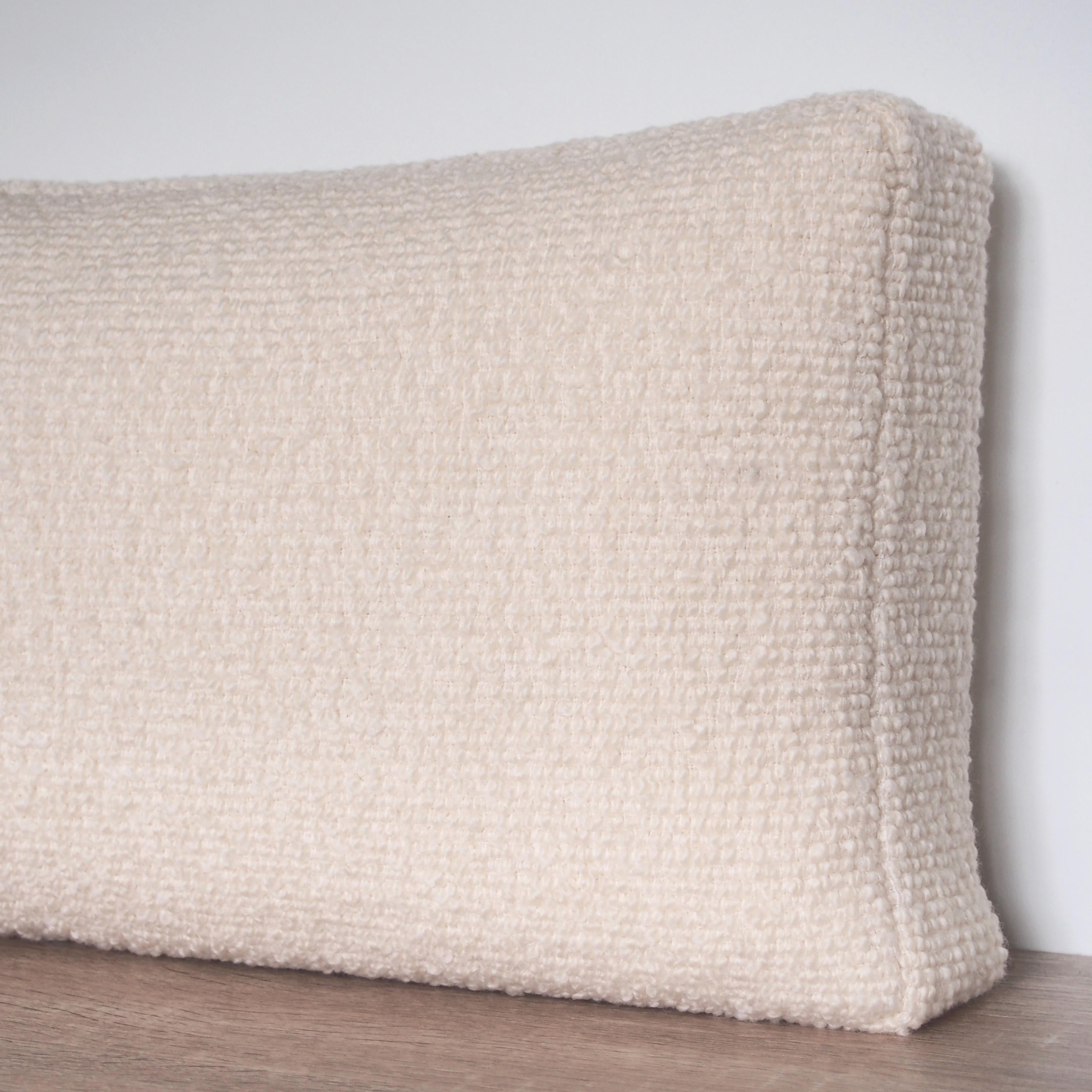 New Zealand Handcrafted Rectangle Ivory Boucle Lumbar Pillow Cushion For Sale