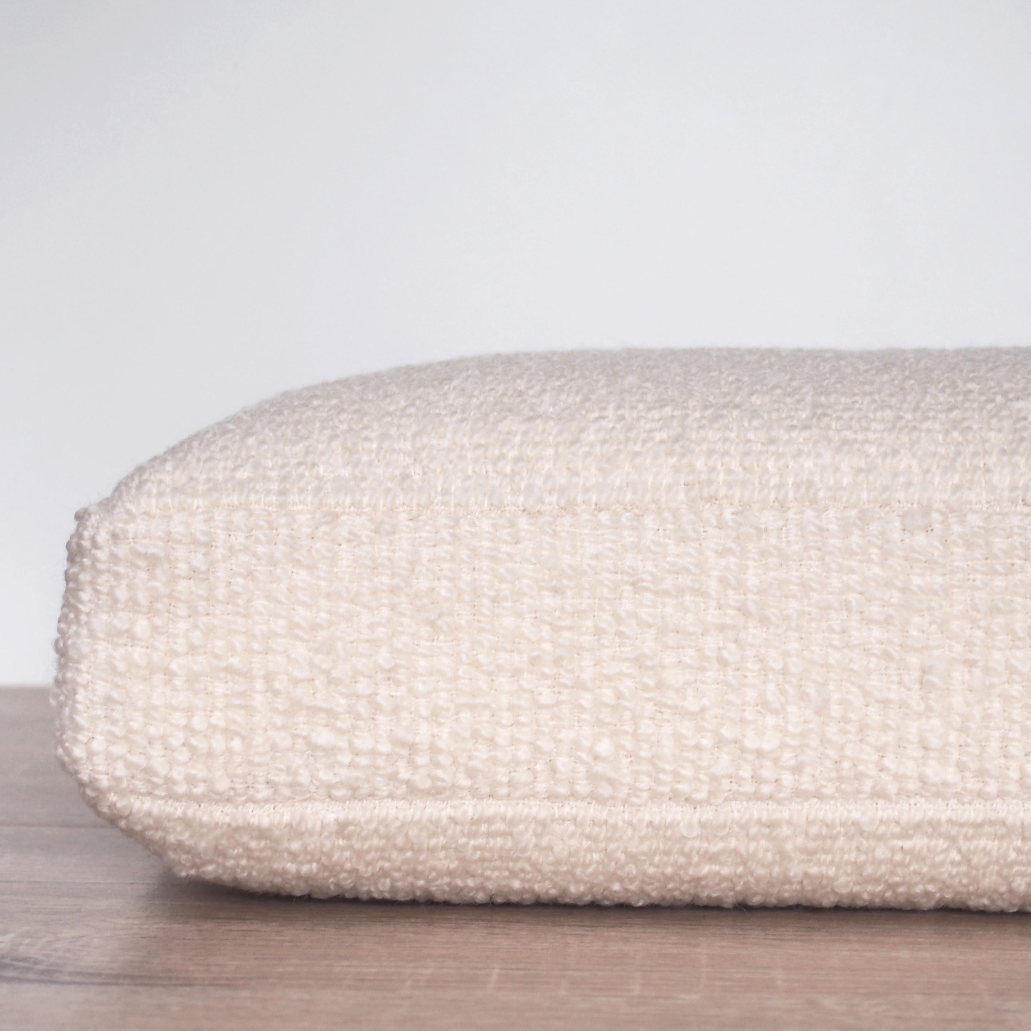 Handcrafted Rectangle Ivory Boucle Lumbar Pillow Cushion In New Condition For Sale In Boston, MA