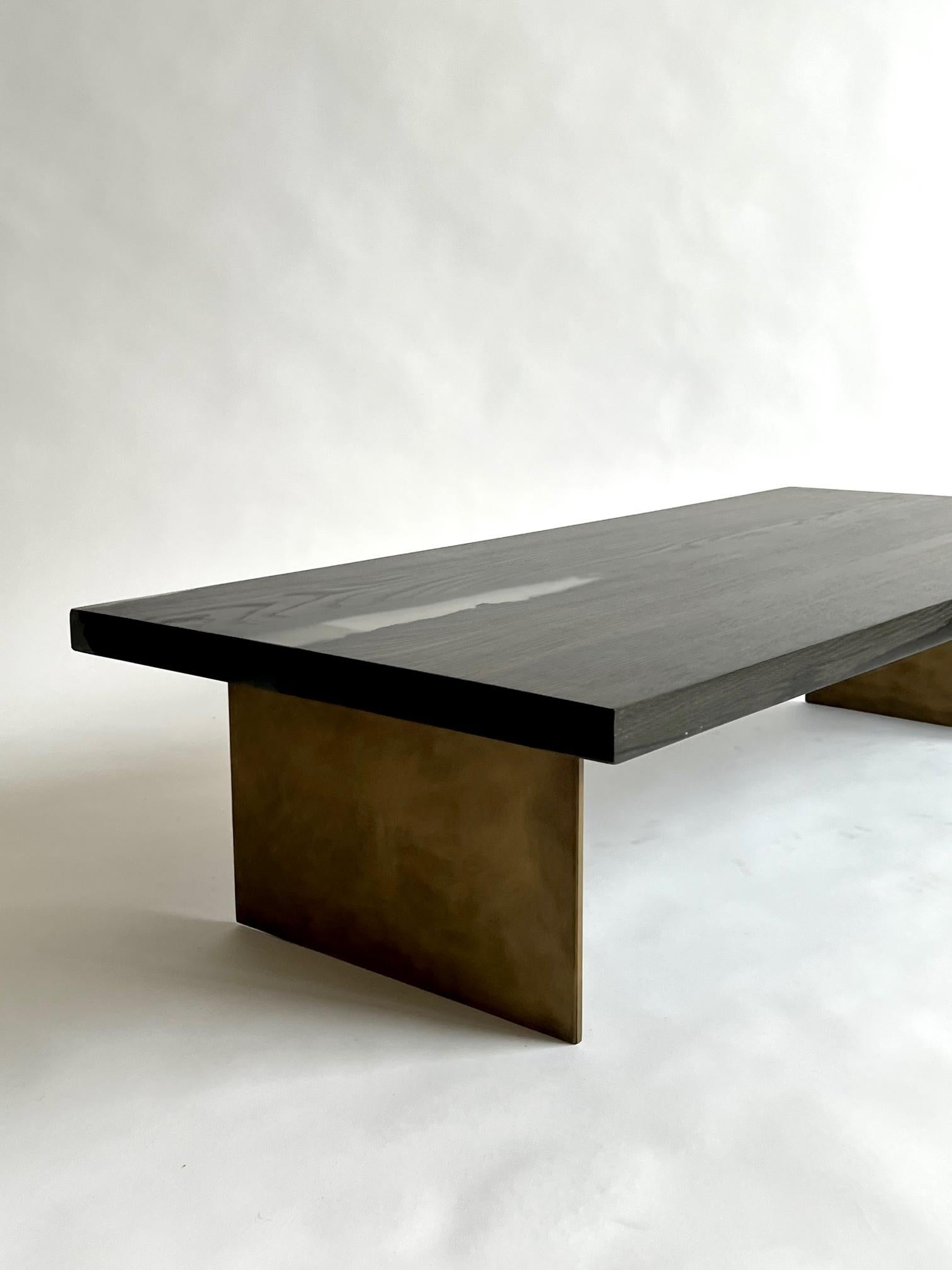 Laiton Table basse rectangulaire fabriquée à la main