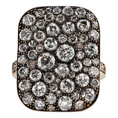 Handcrafted Rectangular Cobblestone Diamond Ring by Single Stone