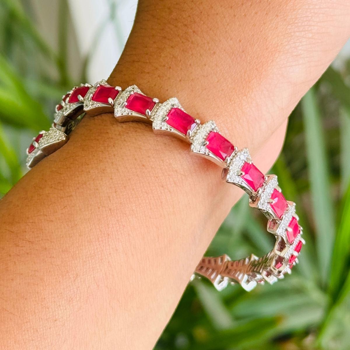 da uomo o donna Serpente con zirconi rossi Bracciale artigianale in argento 925 Gioielli per animali in vendita