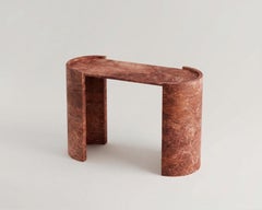 Handcrafted Red Travertine Stone Console Table - Custom Marble Entryway Table