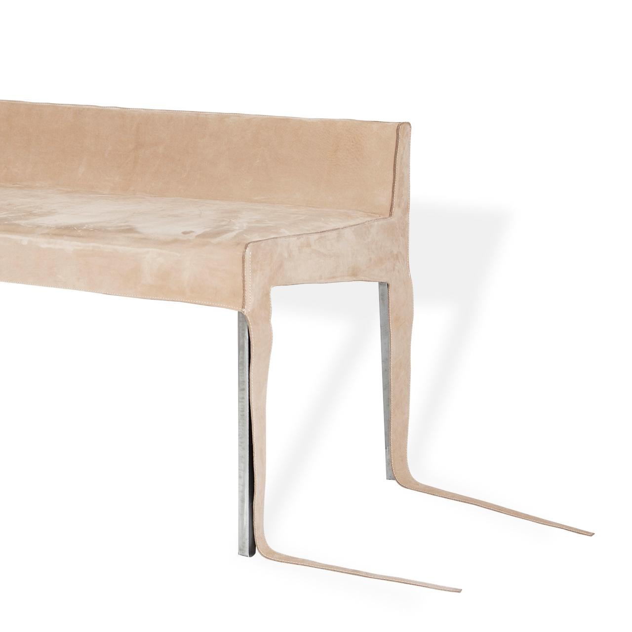 Modern Handcrafted Removable Suede Covered Metal Design Bench