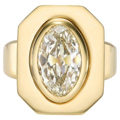 Handcrafted Rena Moval Cut Diamond Ring by Single Stone