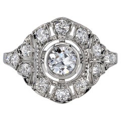 Anello artigianale con diamante a taglio europeo Rene His Old da Single Stone