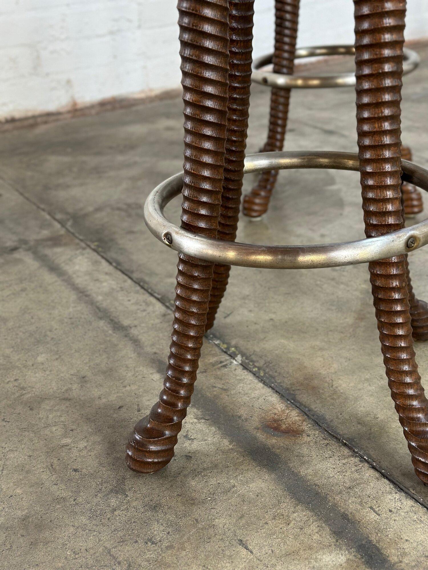 Handcrafted Ribbed Barstools- Set of 4 For Sale 11