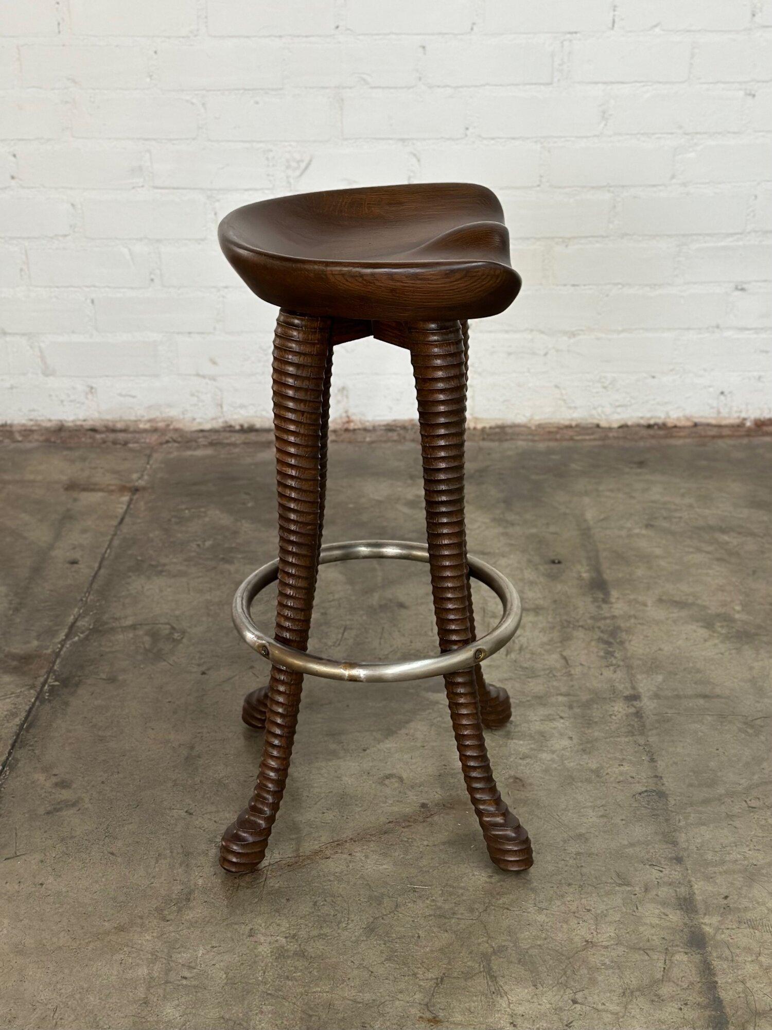 Handcrafted Ribbed Barstools- Set of 4 For Sale 1