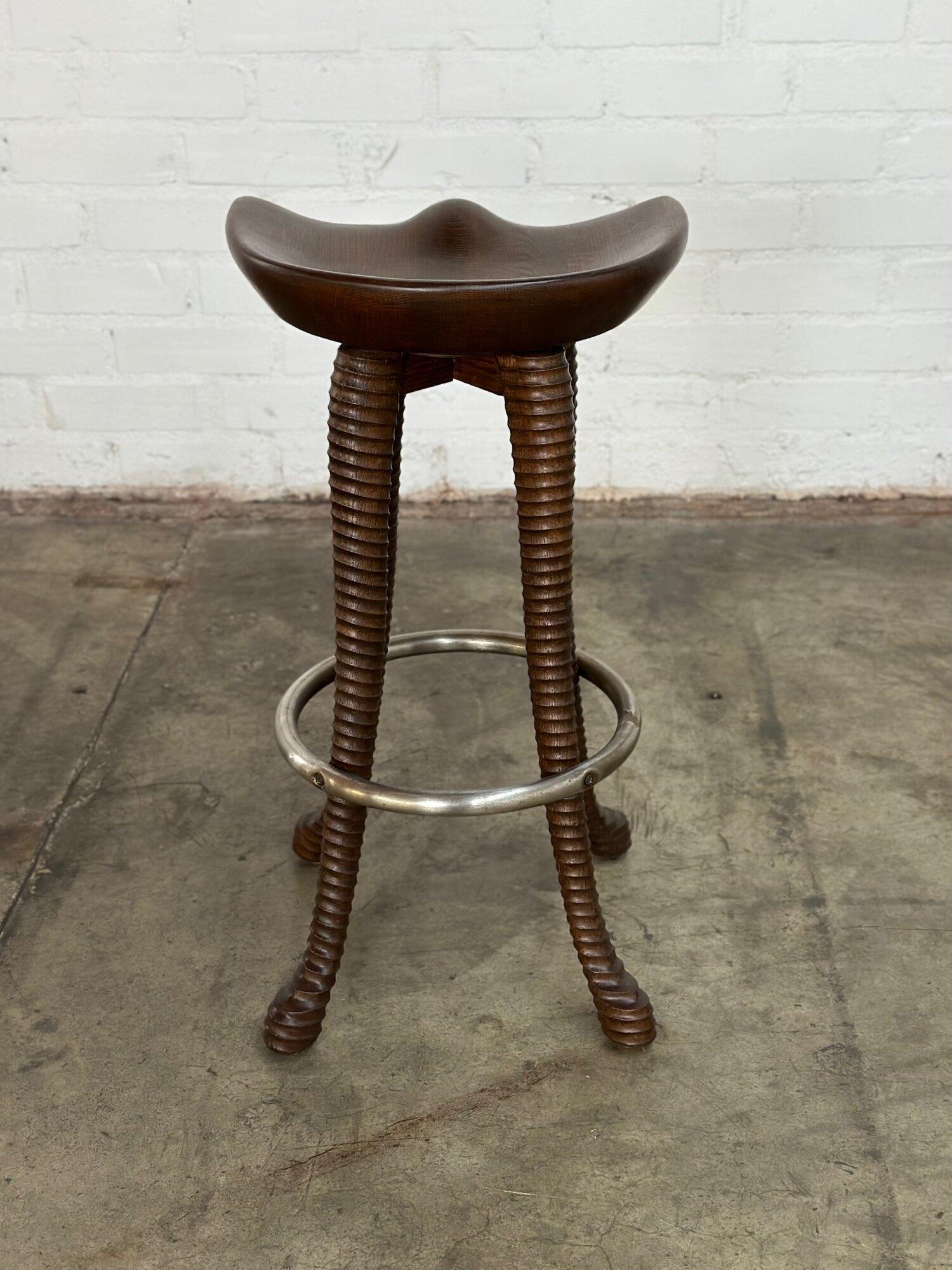 Handcrafted Ribbed Barstools- Set of 4 For Sale 3