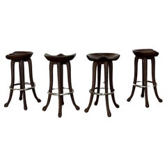 Handcrafted Ribbed Barstools- Set of 4