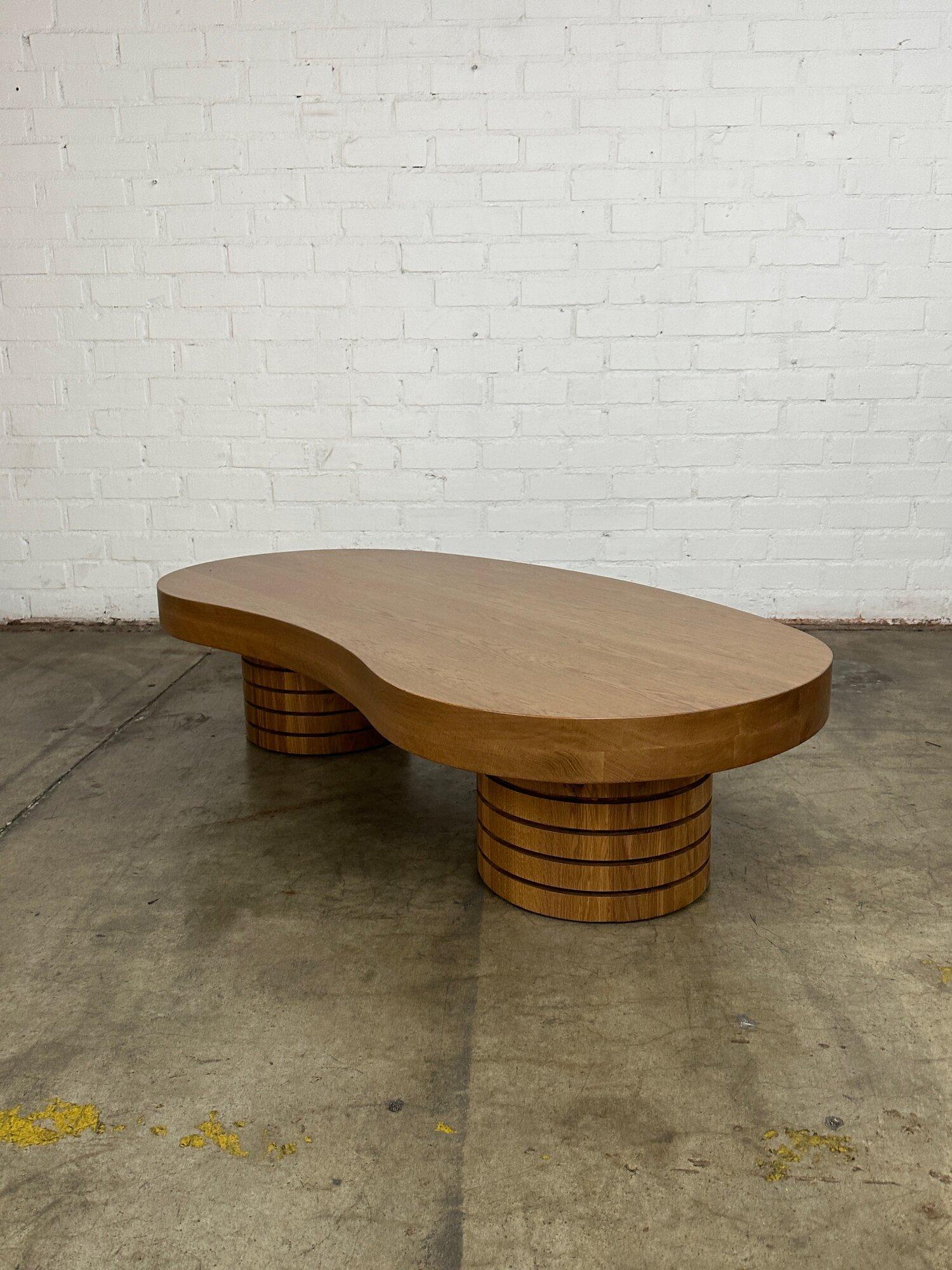 Oak Handcrafted ribbed free form coffee table - sold seperately For Sale