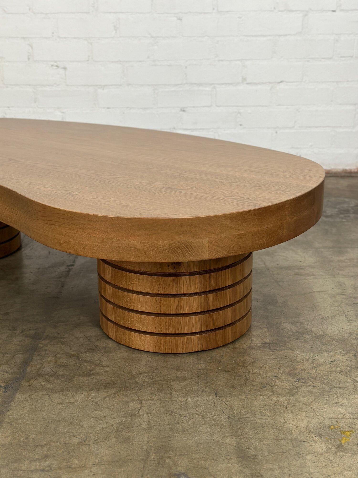 Oak Handcrafted ribbed free form coffee table - sold seperately For Sale