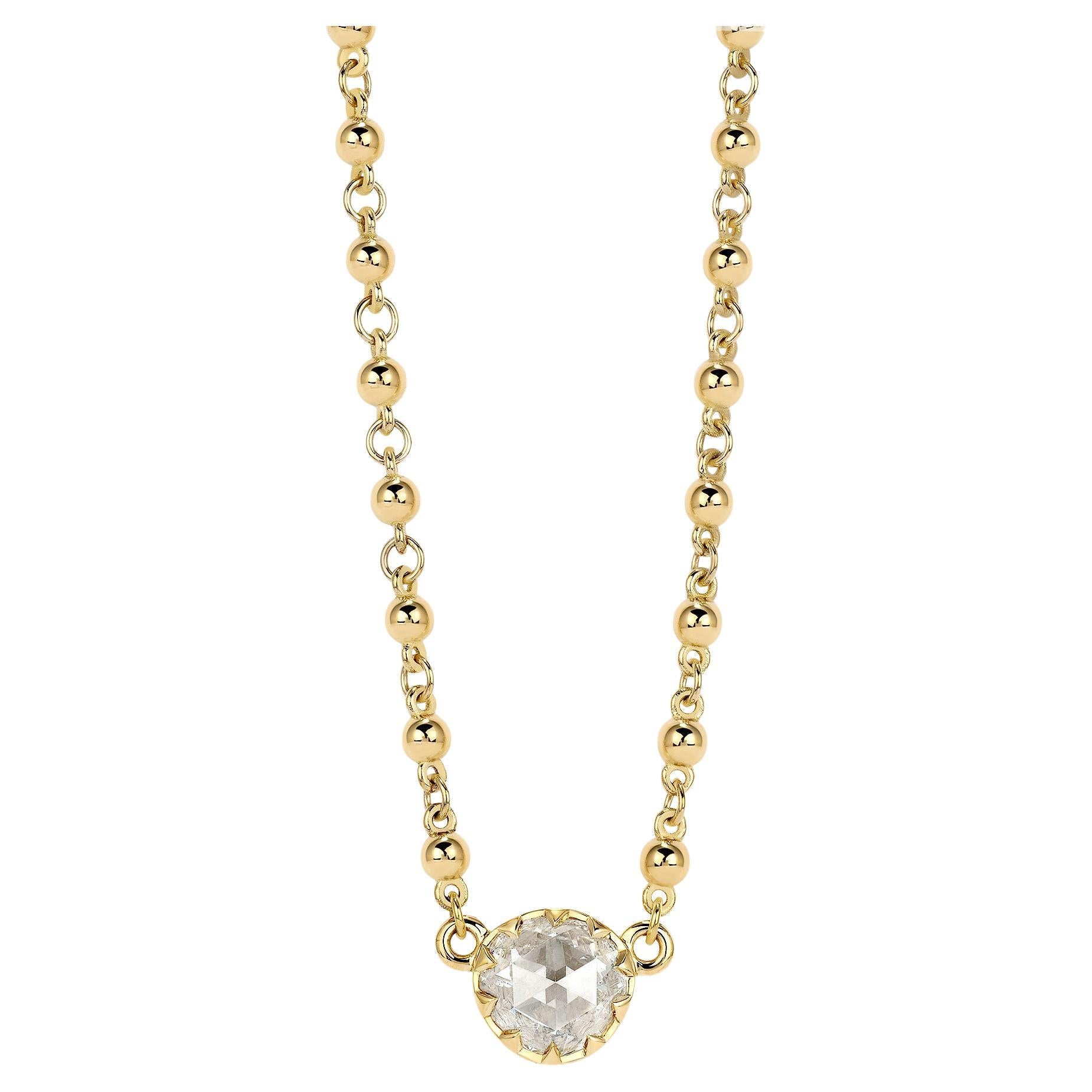 Handcrafted Rosalina Rose Cut Diamond Pendant Necklace by Single Stone For Sale