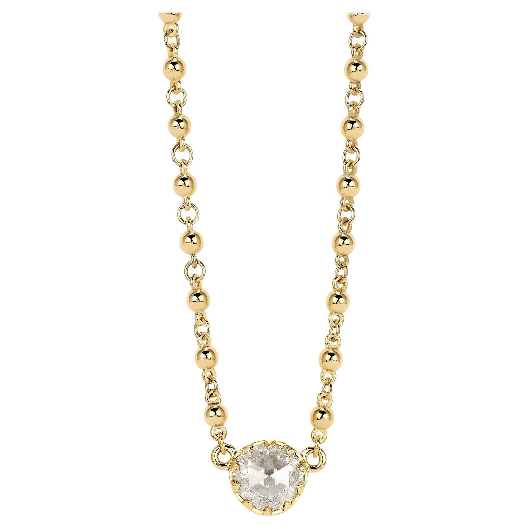 Handcrafted Kendall Rose Cut Diamond Necklace by Single Stone For Sale ...