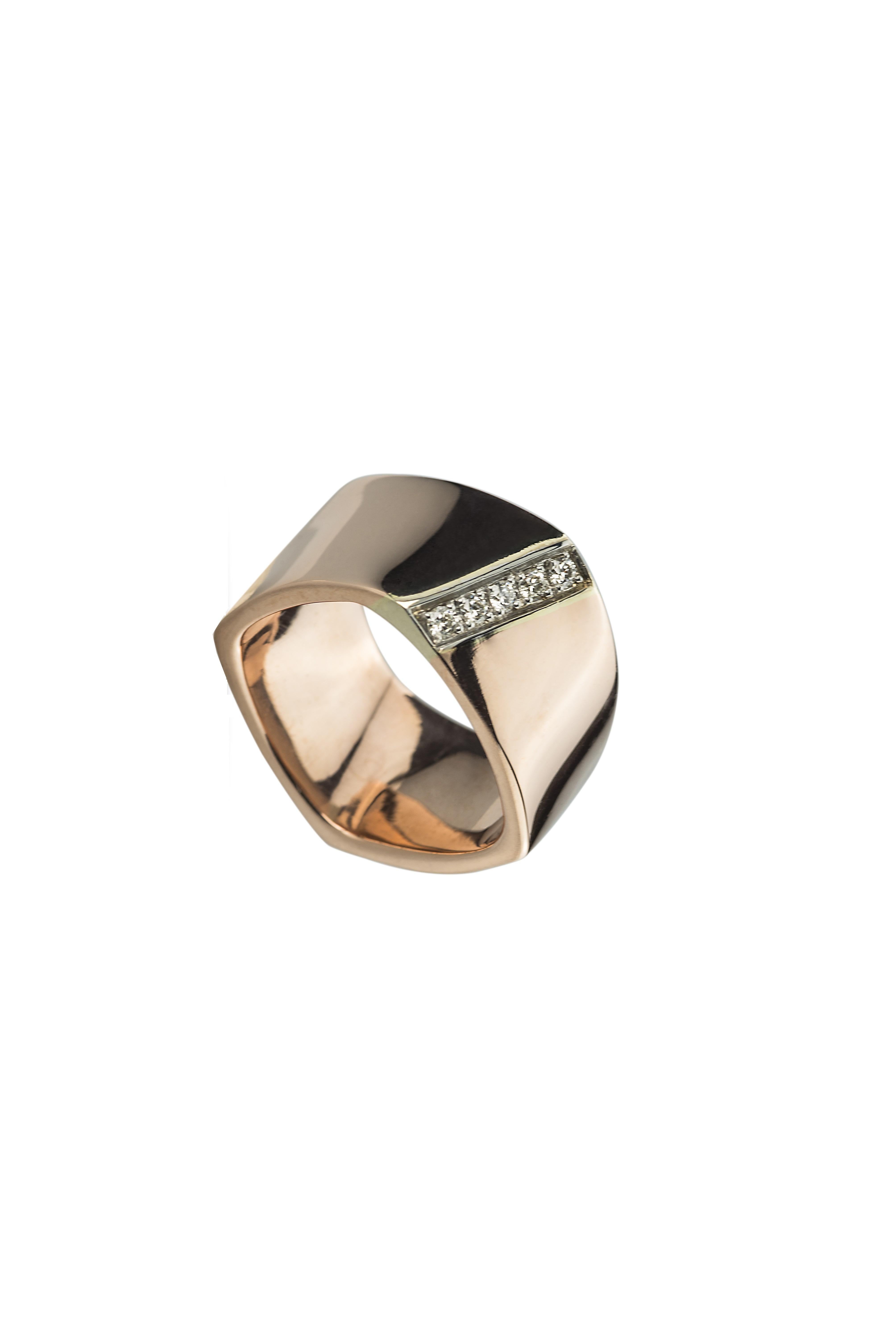 Handcrafted Rose & White Gold 0.20 Carat White Diamonds Design Cocktail Ring For Sale 6