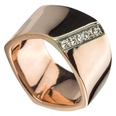 Anillo de cóctel artesanal de oro rosa y blanco con diseño de diamantes blancos de 0,20 quilates