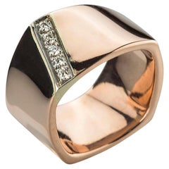 Moderner moderner Unisex-Design-Ring aus Roségold mit 0,20 Karat weißen Diamanten