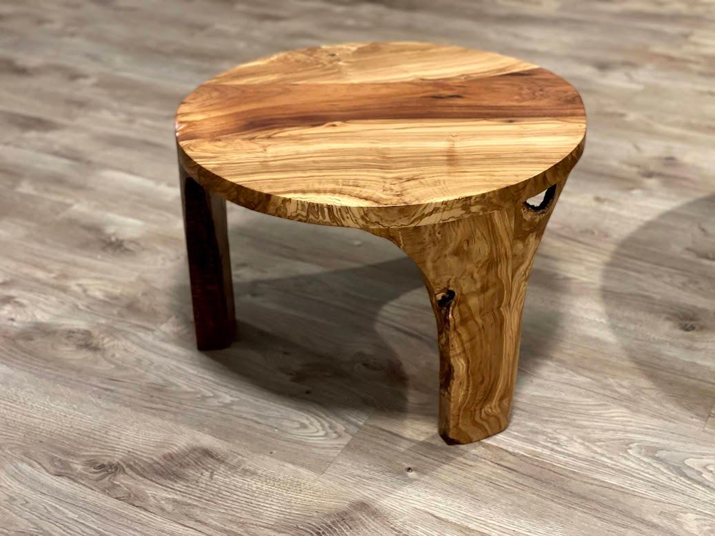Contemporary Handcrafted Round Nesting Coffee Tables in Natural Wood For Sale