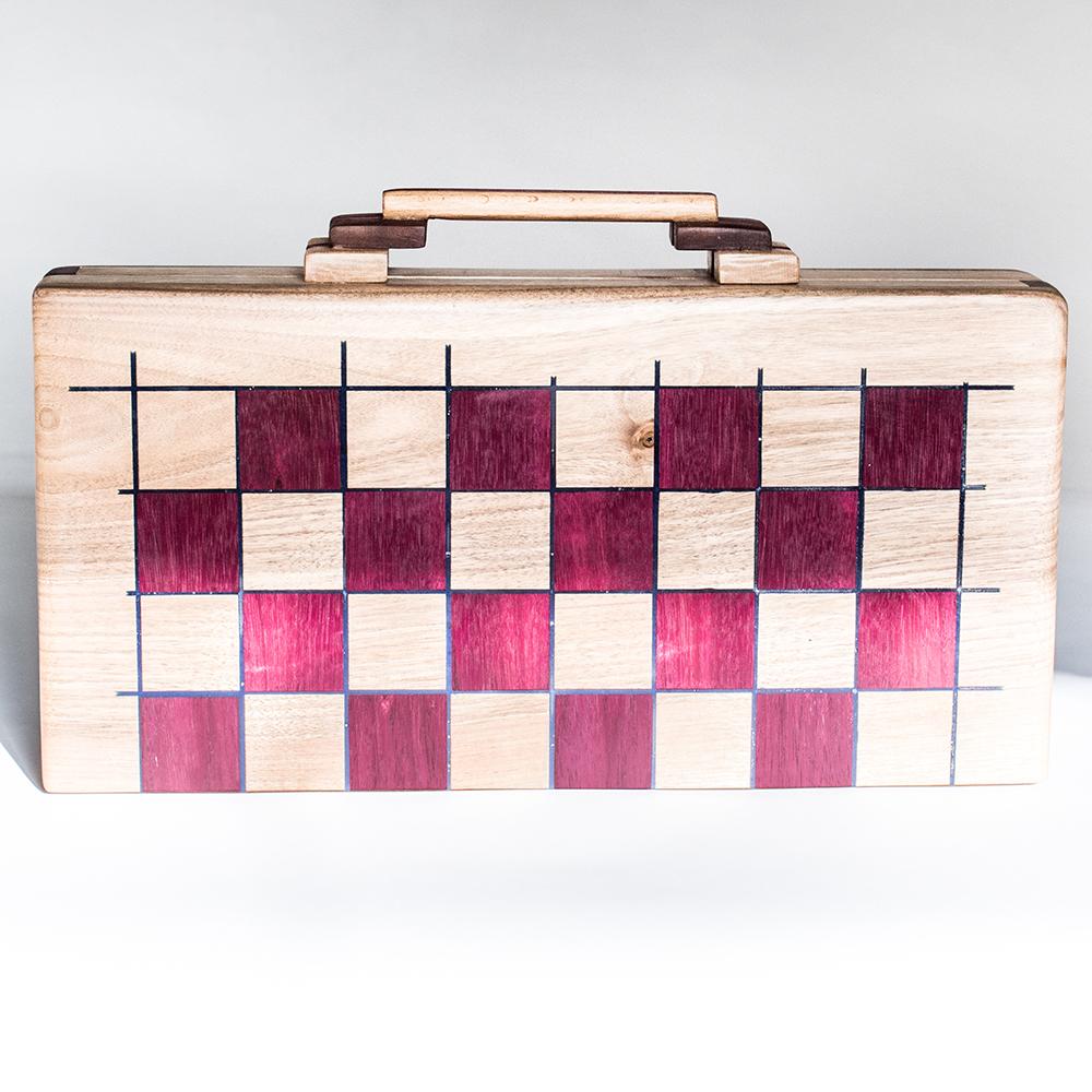 Jeu de 'Backgammon-Checkers-Chess' en roxinho et bois de noyer fabriqué à la main Neuf - En vente à Milan, IT