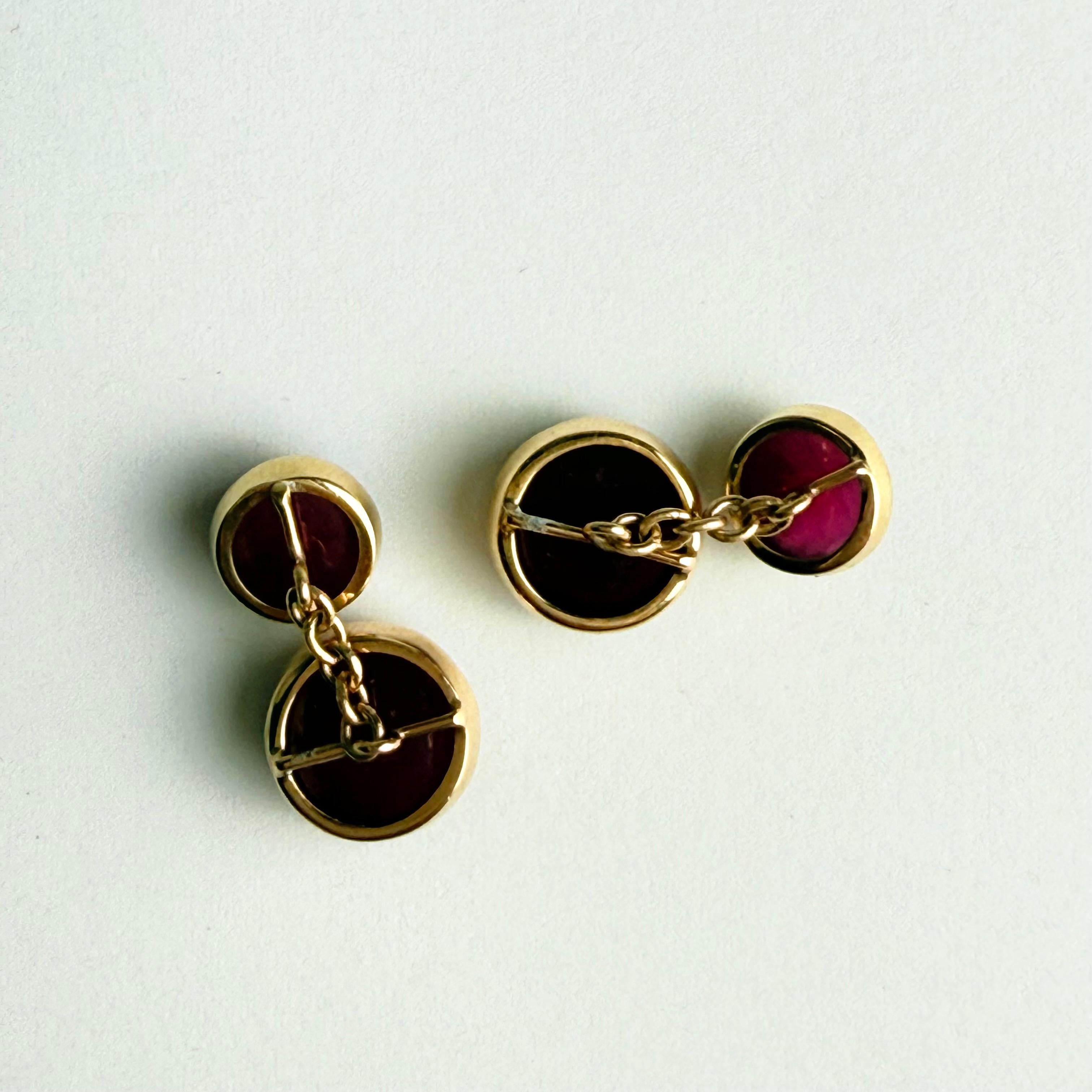 Handcrafted Ruby Cabochon Double-sided Cufflinks … - image 4