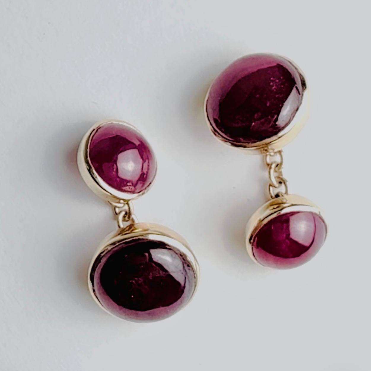 Handcrafted Ruby Cabochon Double-sided Cufflinks … - image 6