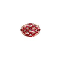 Handcrafted Ruby Ring with Brilliant Round Cut Diamond
