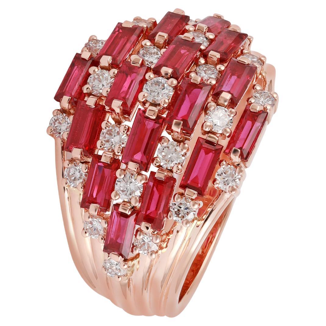 Handcrafted Ruby Ring with Brilliant Round Cut Diamond