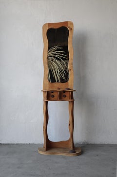 Handcrafted Rustic Pine Hall Stand Mirror