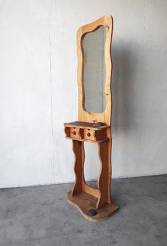 Handcrafted Rustic Pine Hall Stand Mirror