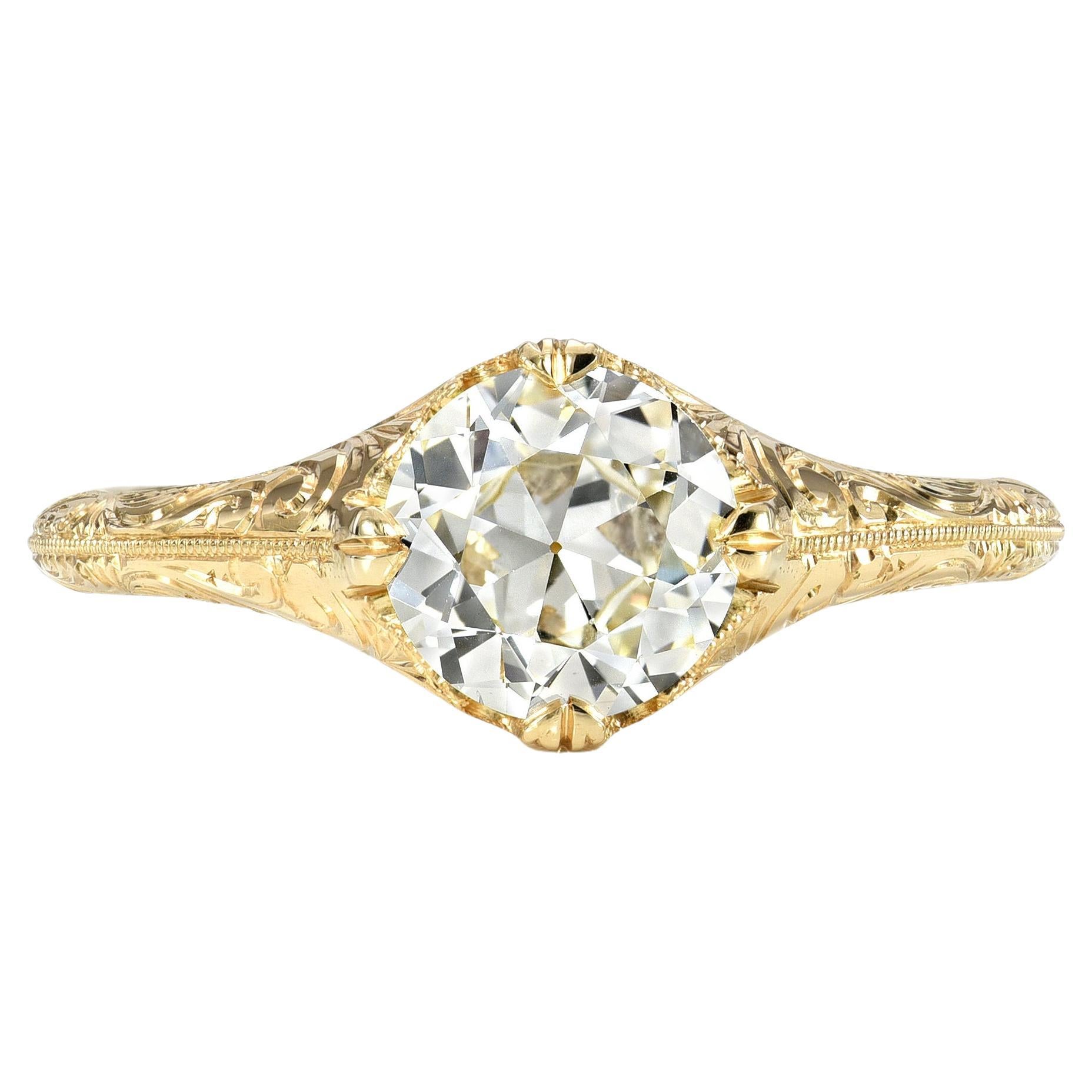 Handcrafted Sara Old European Cut Diamond Ring by Single Stone For Sale