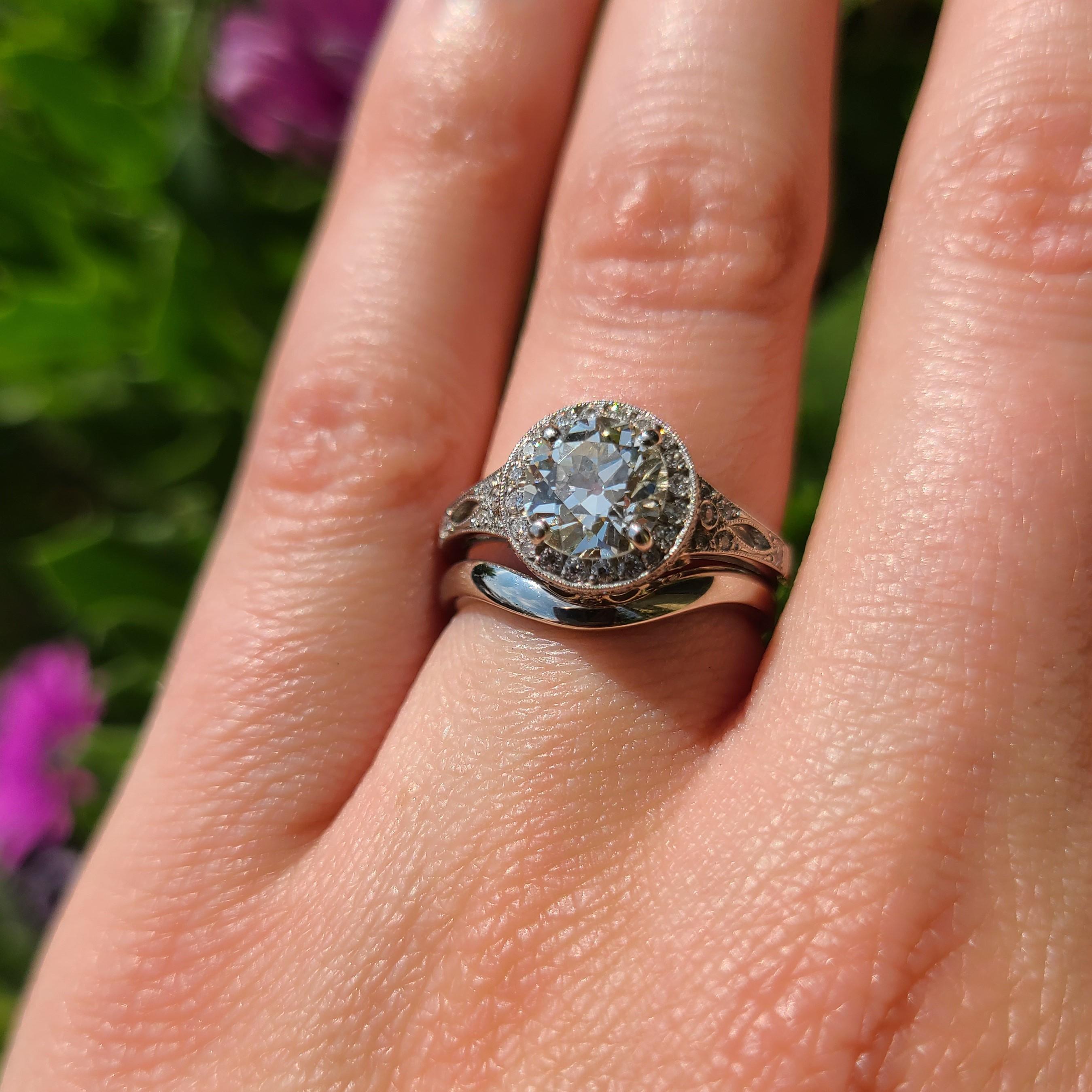 Handcrafted Sasha Old European Cut Diamond Ring in Platinum by Single Stone In New Condition In Los Angeles, CA