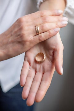 Handcrafted Satin 18 Karat Rose Gold Handgraved Wave Men Design Band Ring