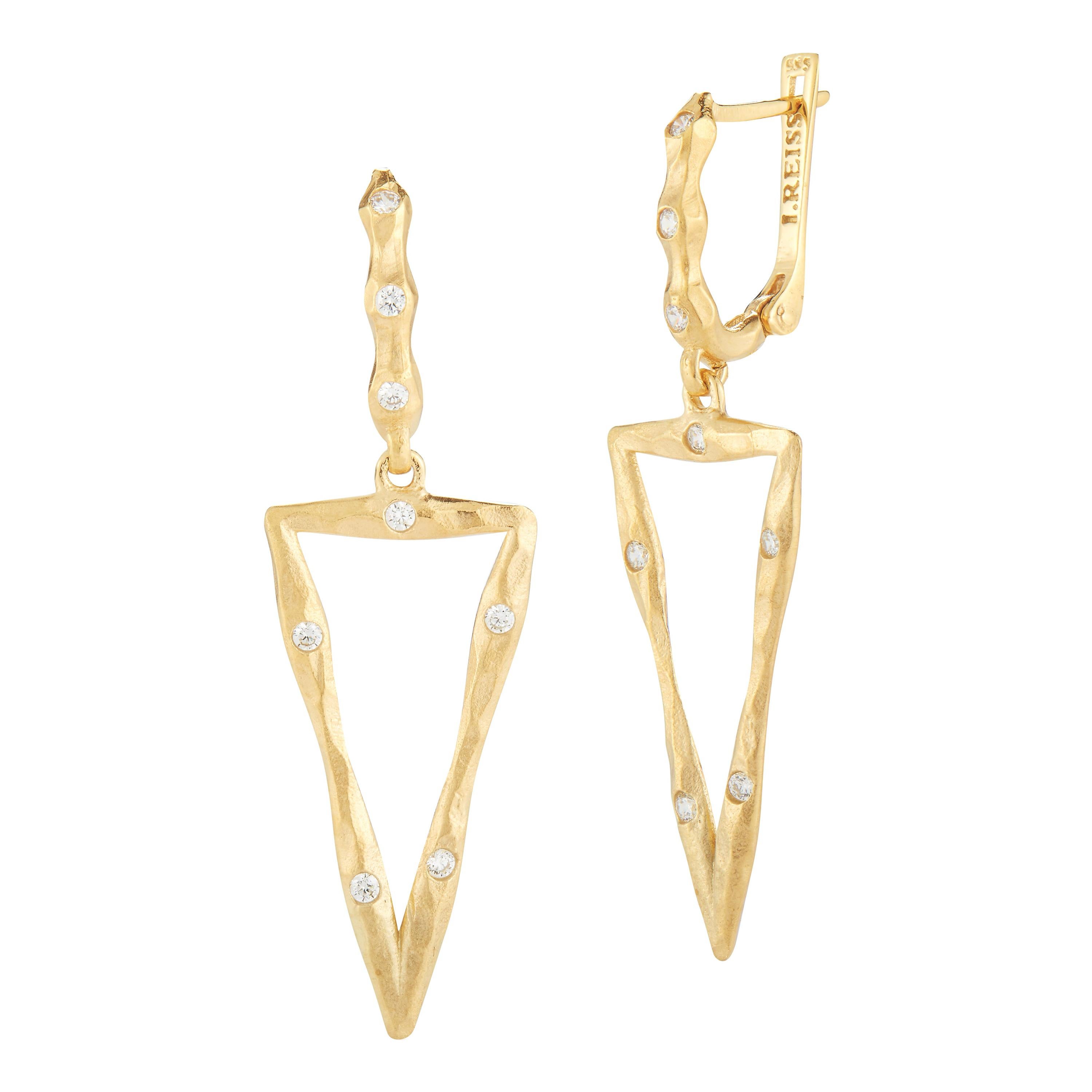Handcrafted Satin-Finished Dangling Triangle Earrings For Sale