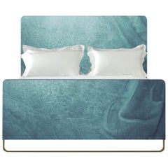 Savoir Ocean Bed with Printed Leather & Brass, Made to Order, US King Size