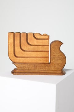 Handcrafted Scandinavian Folding Oak Bird Candel Holder, 5 Candles, 1970s