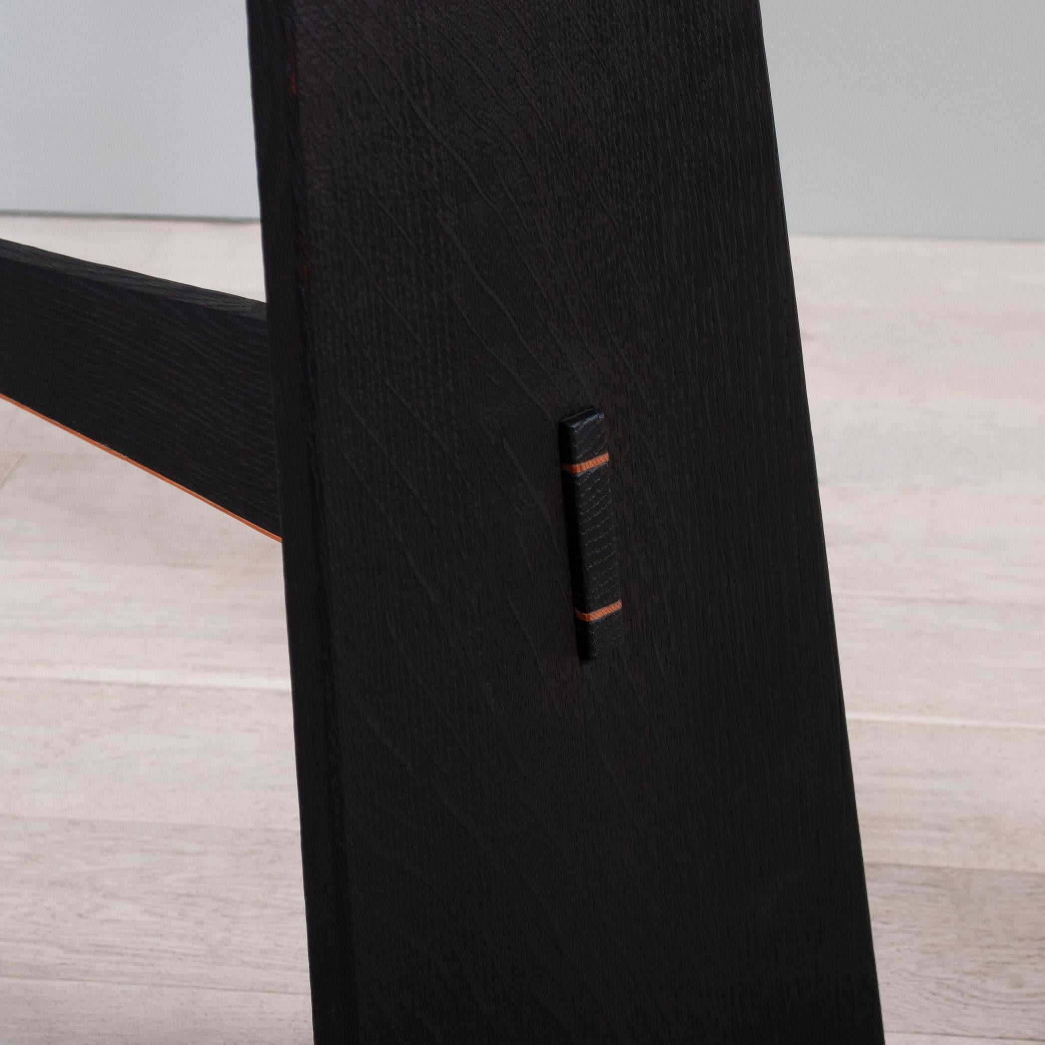 Handcrafted Scorched Oak Console Table For Sale 3