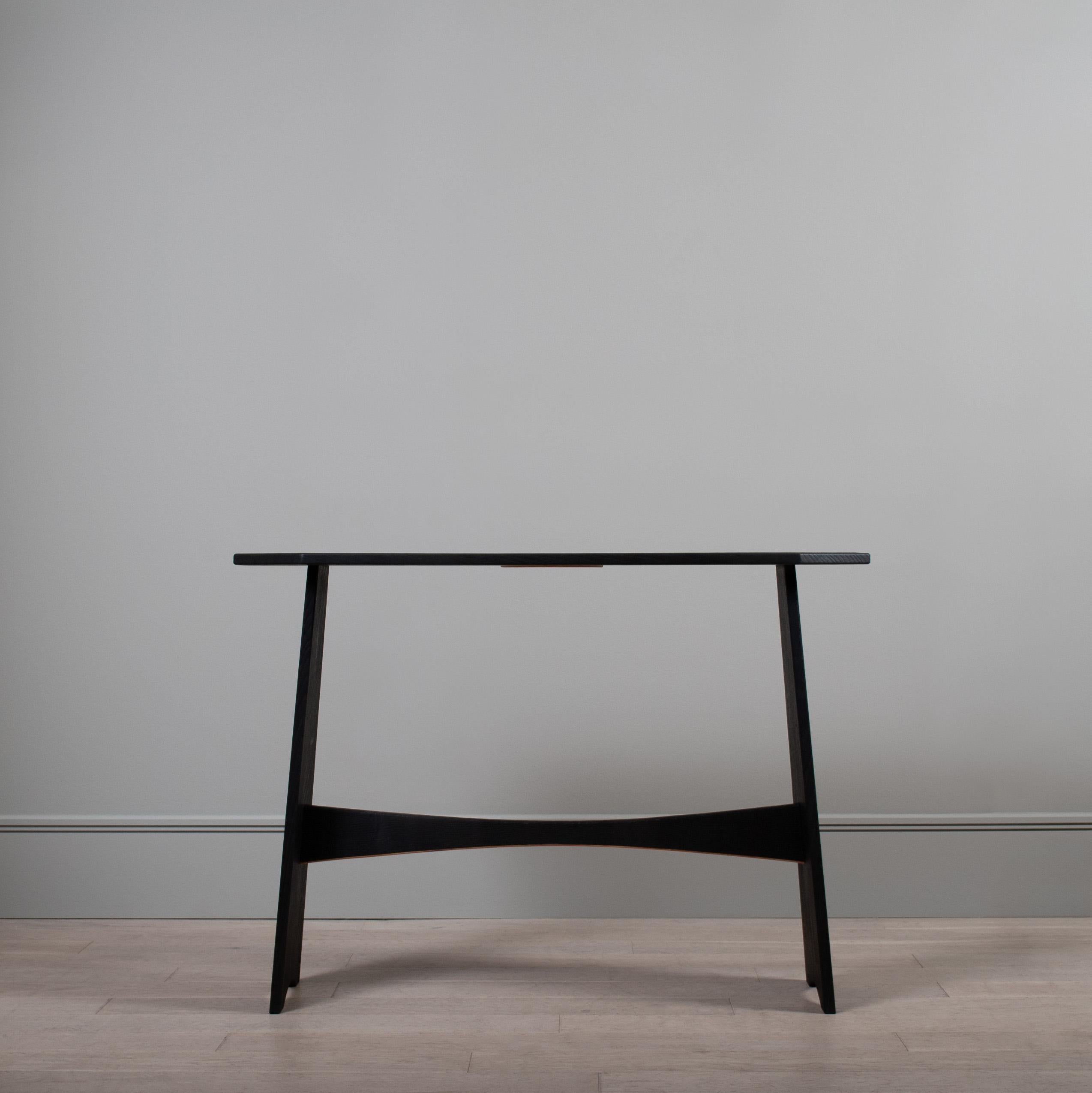 Modern Handcrafted Scorched Oak Console Table For Sale
