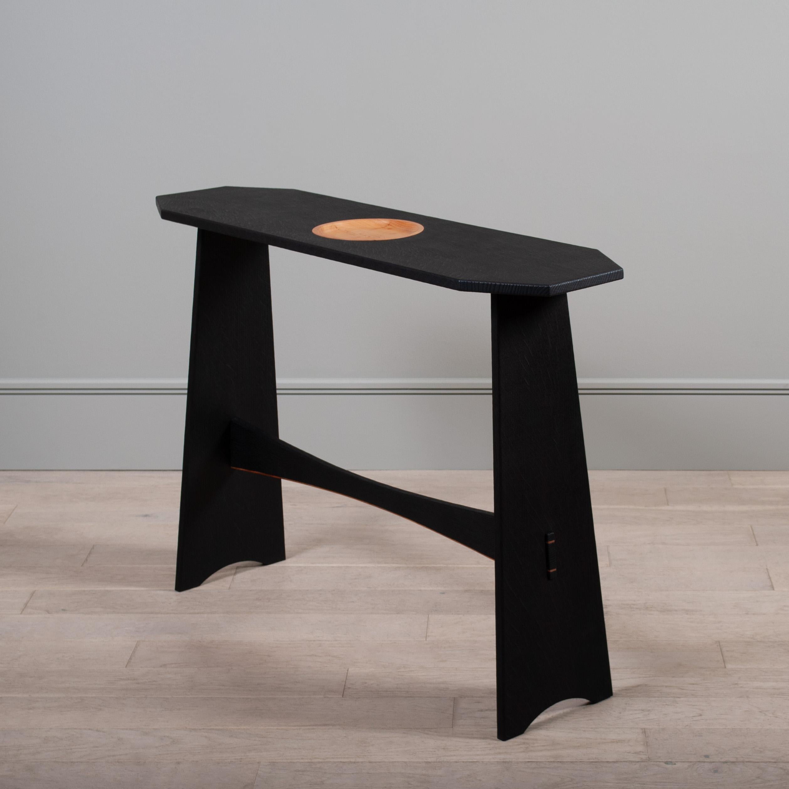 English Handcrafted Scorched Oak Console Table For Sale