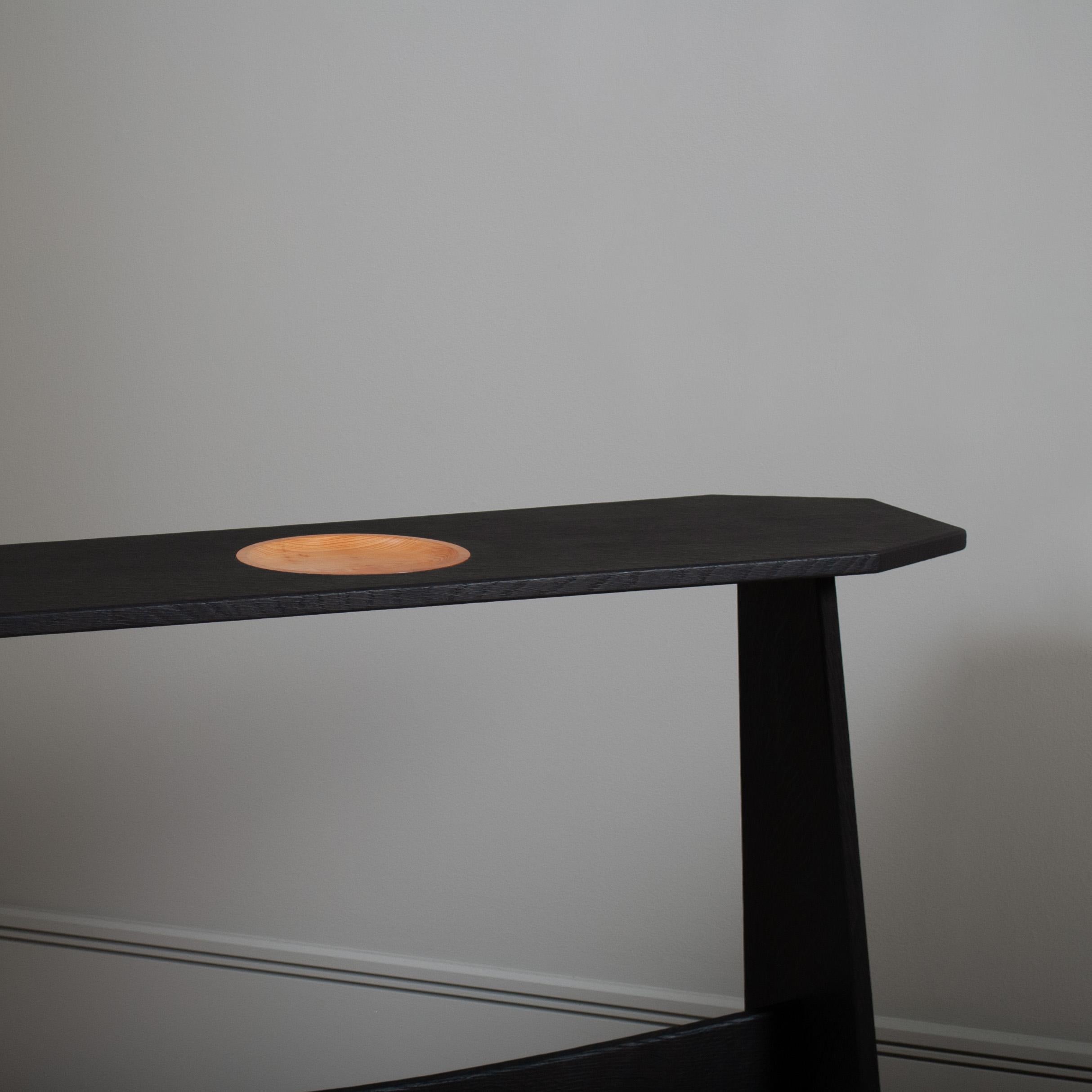 Hand-Crafted Handcrafted Scorched Oak Console Table For Sale