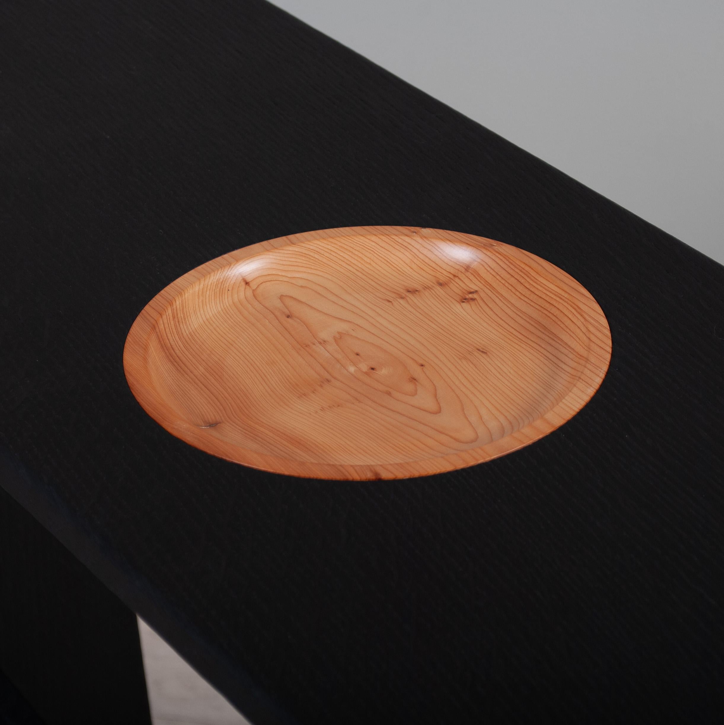 Contemporary Handcrafted Scorched Oak Console Table For Sale