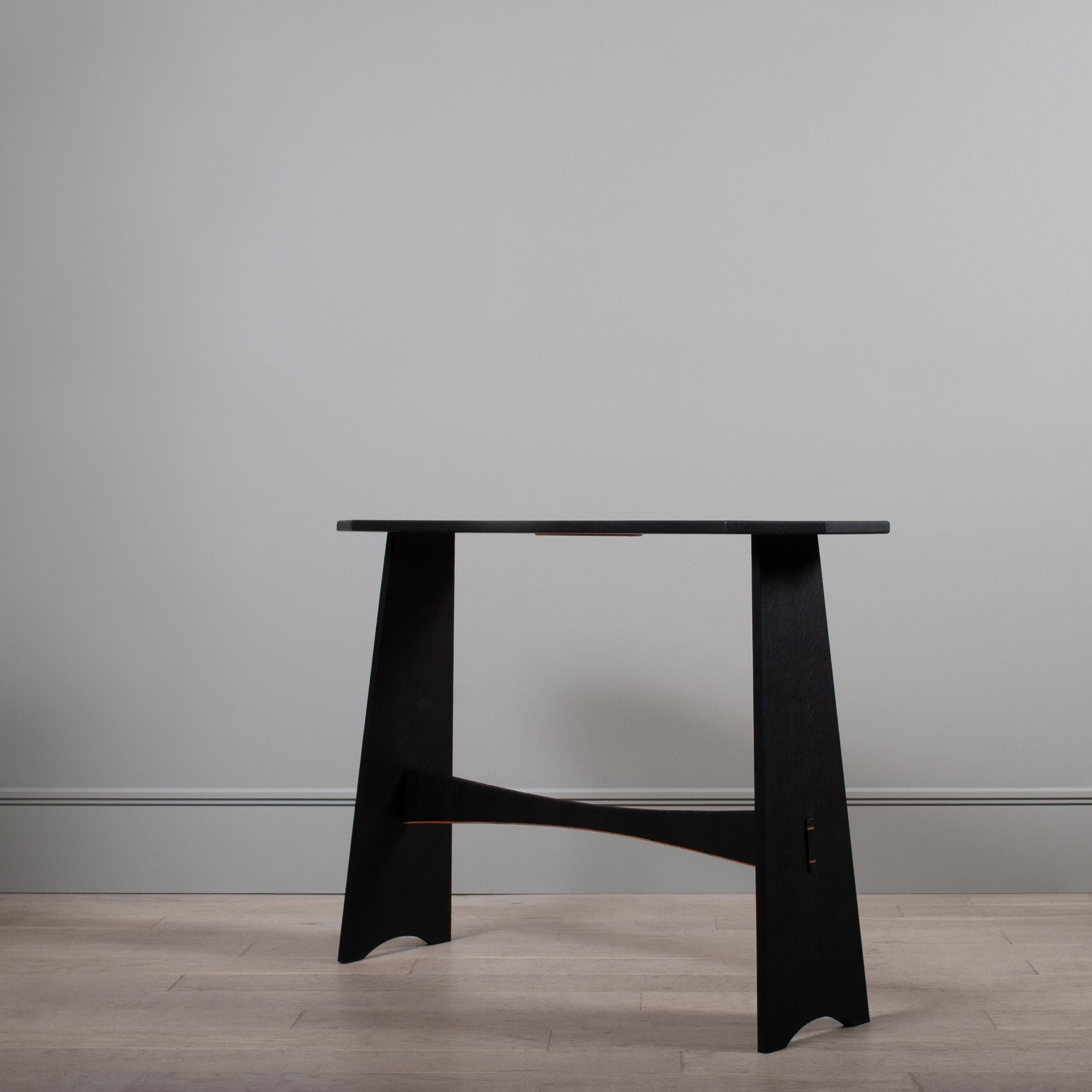 Modern Handcrafted Scorched Oak Console Table For Sale