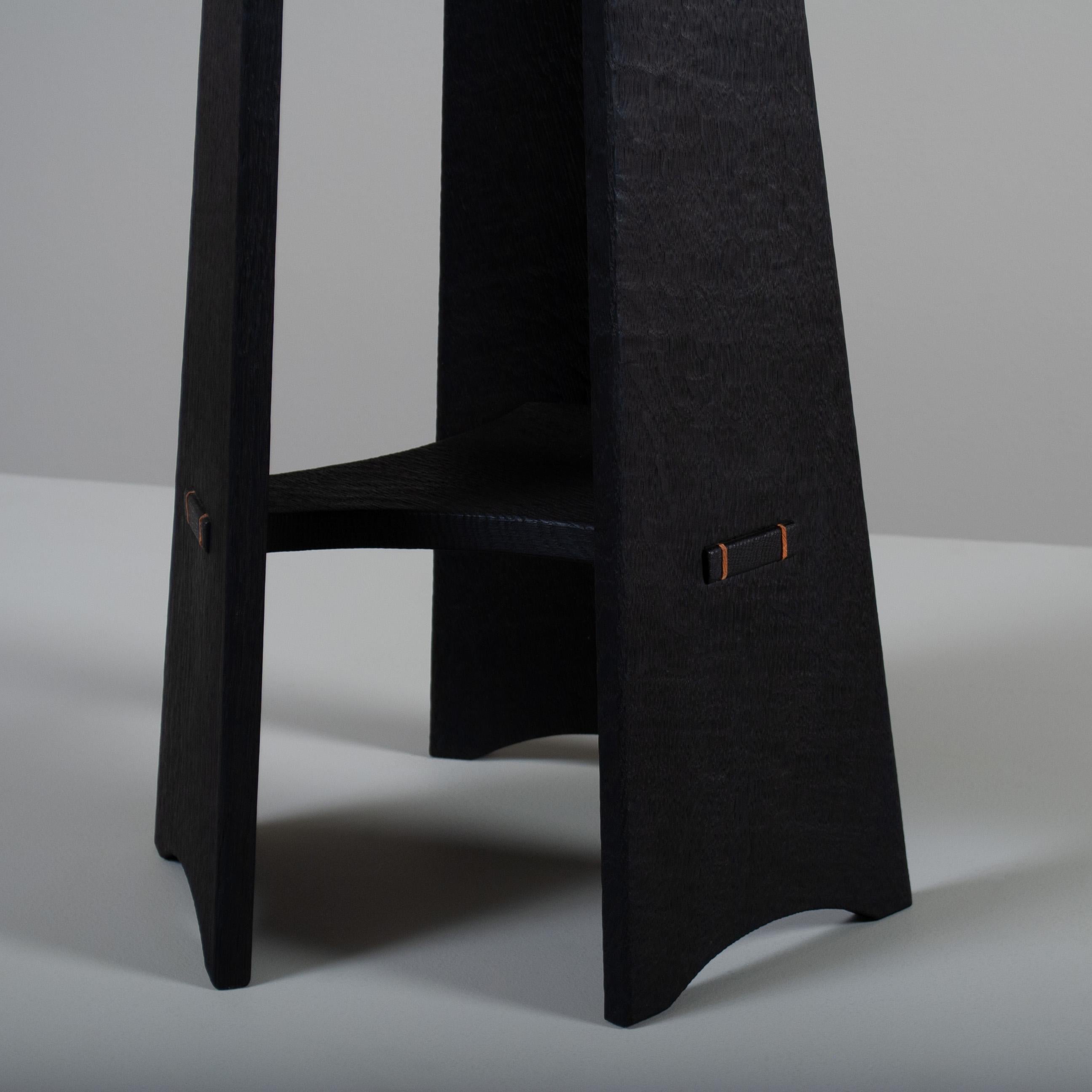 English Handcrafted Scorched Oak Side Table For Sale